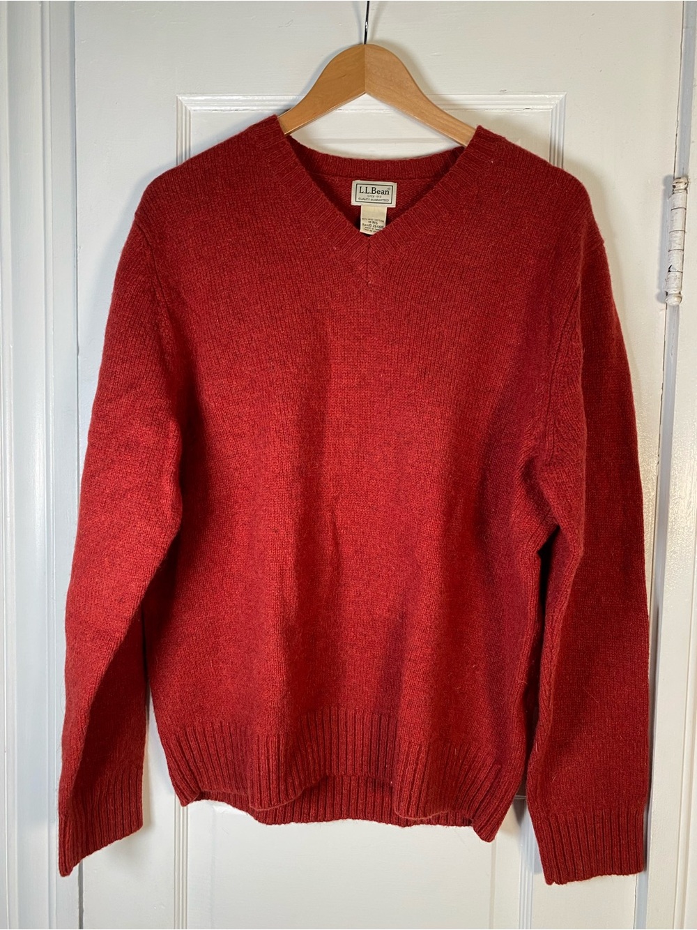 L.L. Bean Men's Crimson V-Neck Sweater